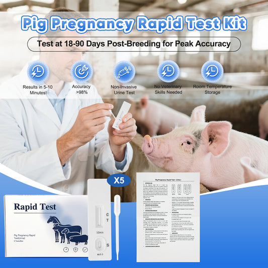 5-Pack Pig Pregnancy Test Strips for Early Detection in Sows, Accurate & Easy-to-Use Urine Test Kit, Farm Veterinary Supplies with Fast 10 Min Results