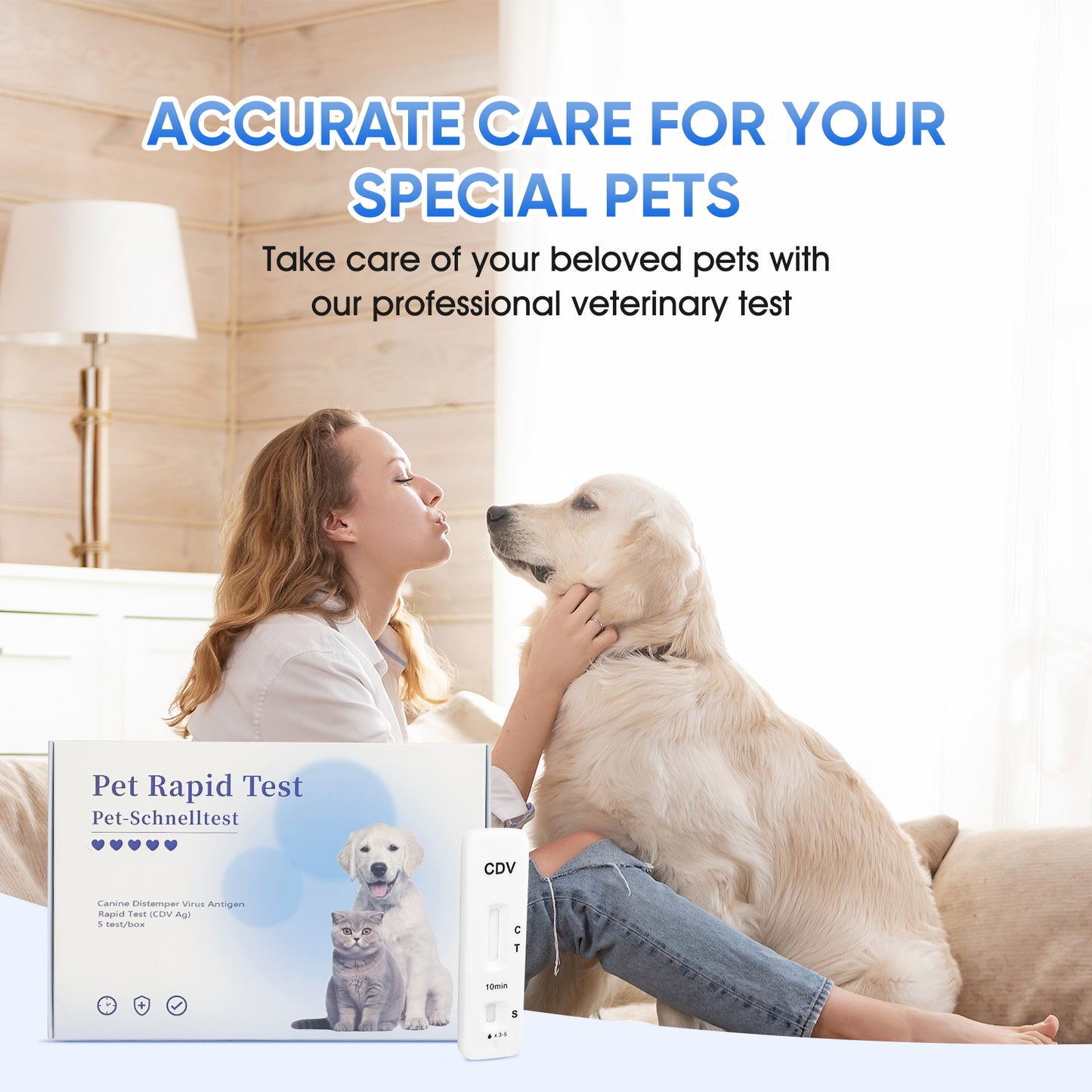 PawsXfun Canine Distemper Test Kit: 5-Piece Home Detection From Eyes/Nasal - Fast 5-10 Min Results For All Breeds & Ages