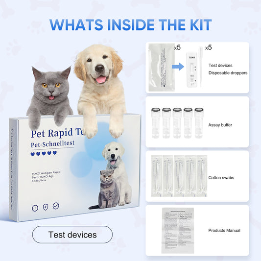 PawsXfun Toxoplasmosis Test Kit For Dogs & Cats: 5-Piece TOXO Home Detection In Feces With 5 Minute - Accurate & Non-Invasive For All Breeds & Ages
