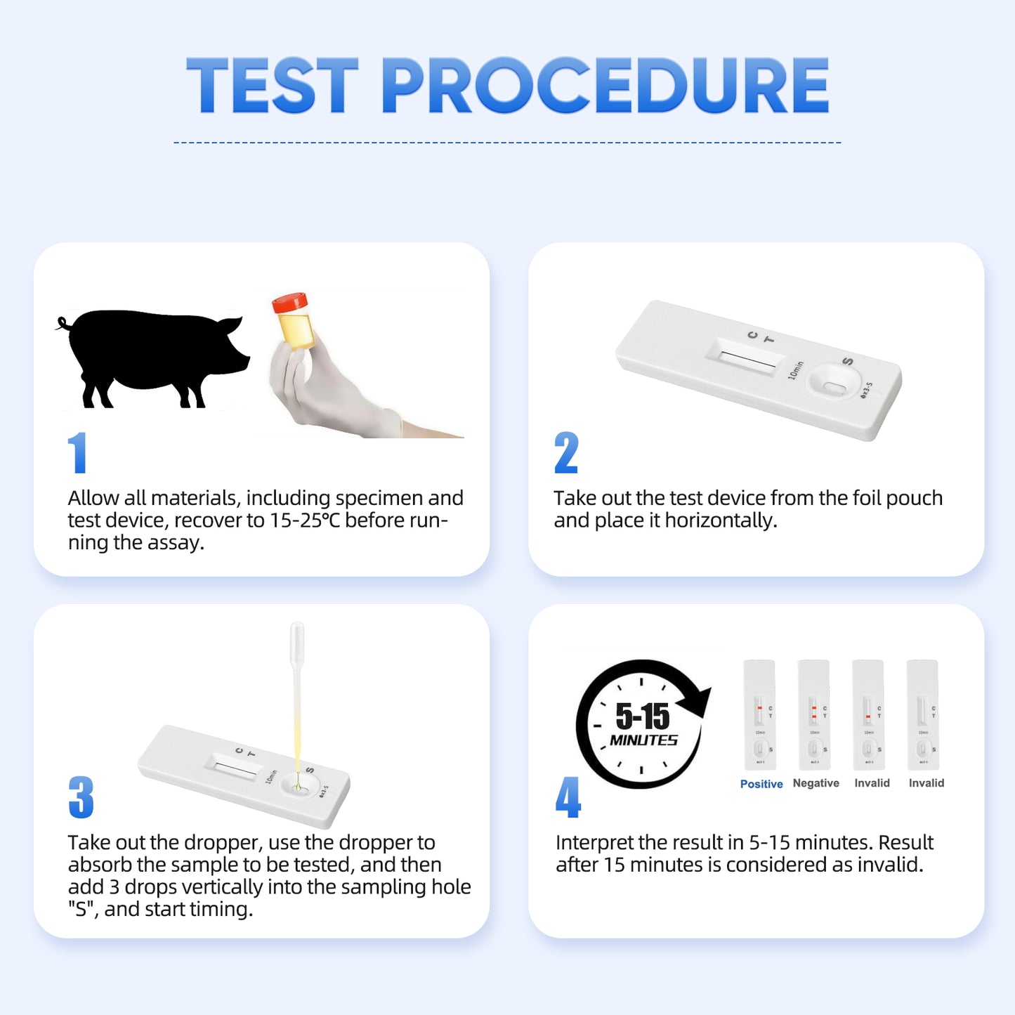 5-Pack Pig Pregnancy Test Strips for Early Detection in Sows, Accurate & Easy-to-Use Urine Test Kit, Farm Veterinary Supplies with Fast 10 Min Results