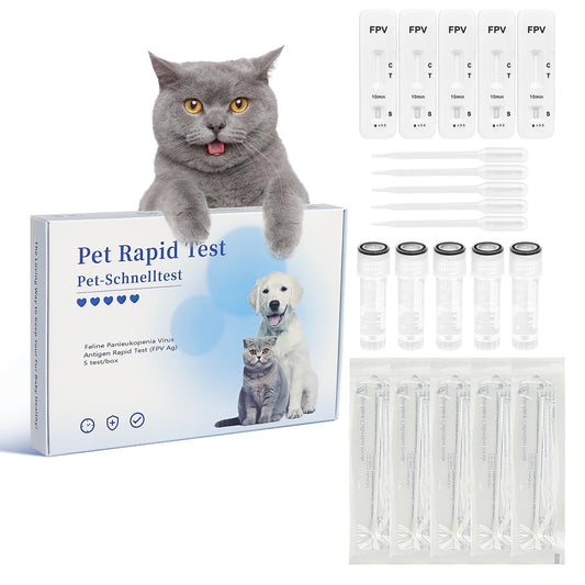 PawsXfun Cat Healthy FPV Test Kit - Accurate & Quick 5-Pieces Home Detection in Feces in 5-10 Minutes! Easy to Use Non-Invasive Early Diagnosis Tool Suitable for All Breeds & Ages