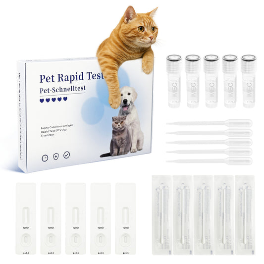 PawsXfun Feline Calicivirus Test Kit 5 Pieces: Quick 5-Min Home FCV Detection For Cats. Accurate, Non-Invasive, All Breeds/Ages