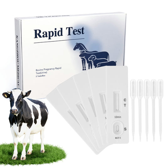 Bovine Pregnancy Test Kit，5-Pack Urine Tests, Rapid Results in 10 mins for Dairy & Beef Cows, Accurate Early Detection 18-90 Days Post-Breeding