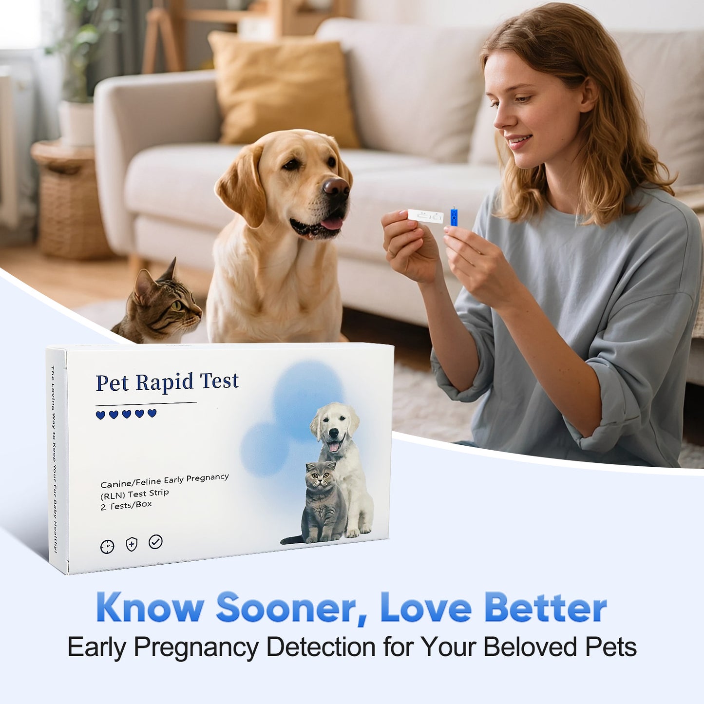 Dog & Cat Pregnancy Test Kit, 5-10 Min Fast Results with High Accuracy, Relaxin Detection for Breeders & Pet Owners, No Blood Draw Needed