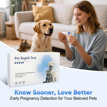Dog & Cat Pregnancy Test Kit, 5-10 Min Fast Results with High Accuracy, Relaxin Detection for Breeders & Pet Owners, No Blood Draw Needed