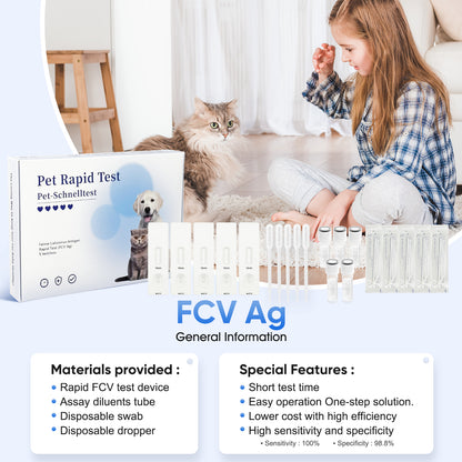 PawsXfun Feline Calicivirus Test Kit 5 Pieces: Quick 5-Min Home FCV Detection For Cats. Accurate, Non-Invasive, All Breeds/Ages