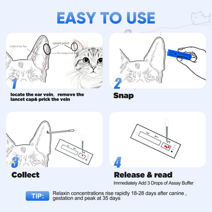 Dog & Cat Pregnancy Test Kit, 5-10 Min Fast Results with High Accuracy, Relaxin Detection for Breeders & Pet Owners, No Blood Draw Needed