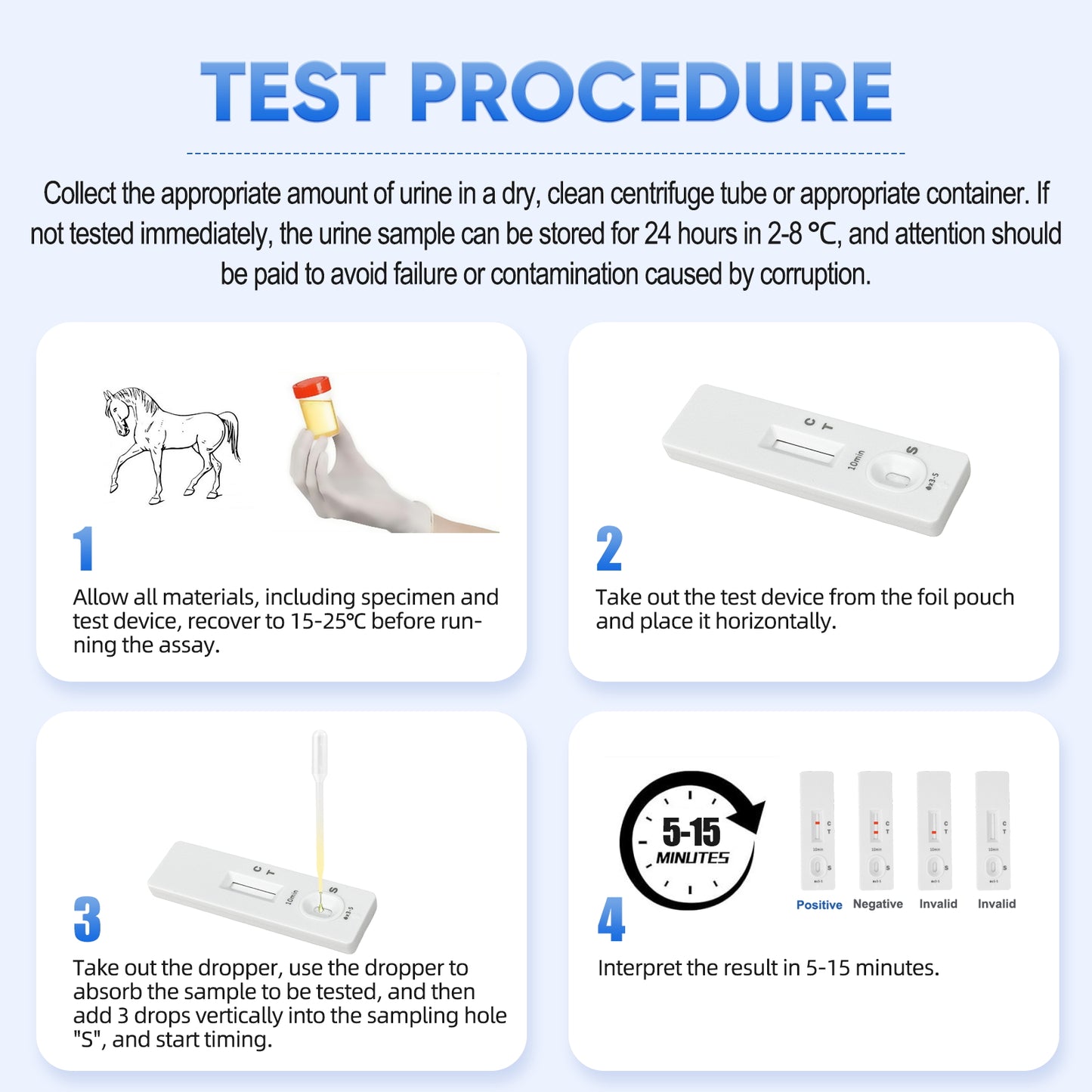 Horse Pregnancy Test Kit - 5-Pack Rapid Urine Test Strips for Mares, Accurate Results in 10 Mins, Easy to Use Farm Animal Breeding Detection Tool 18-90 Days After Breeding