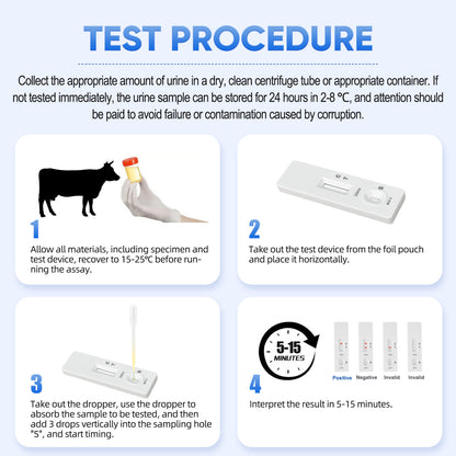 Bovine Pregnancy Test Kit，5-Pack Urine Tests, Rapid Results in 10 mins for Dairy & Beef Cows, Accurate Early Detection 18-90 Days Post-Breeding