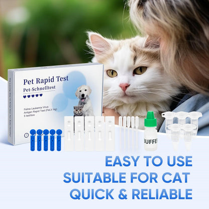 PawsXfun Feline Leukemia Virus Test Kit 5 Pieces : Quick 5-Min Home FELV Detection For Cats. Accurate, Non-Invasive, All Breeds/Ages