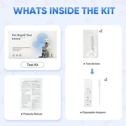 Dog & Cat Urine Pregnancy Test Kit at Home, 5-Minute Fast & Accurate Results up to 99%, Painless & No Blood Draw, Easy Test Strips for Pet Owners & Breeders