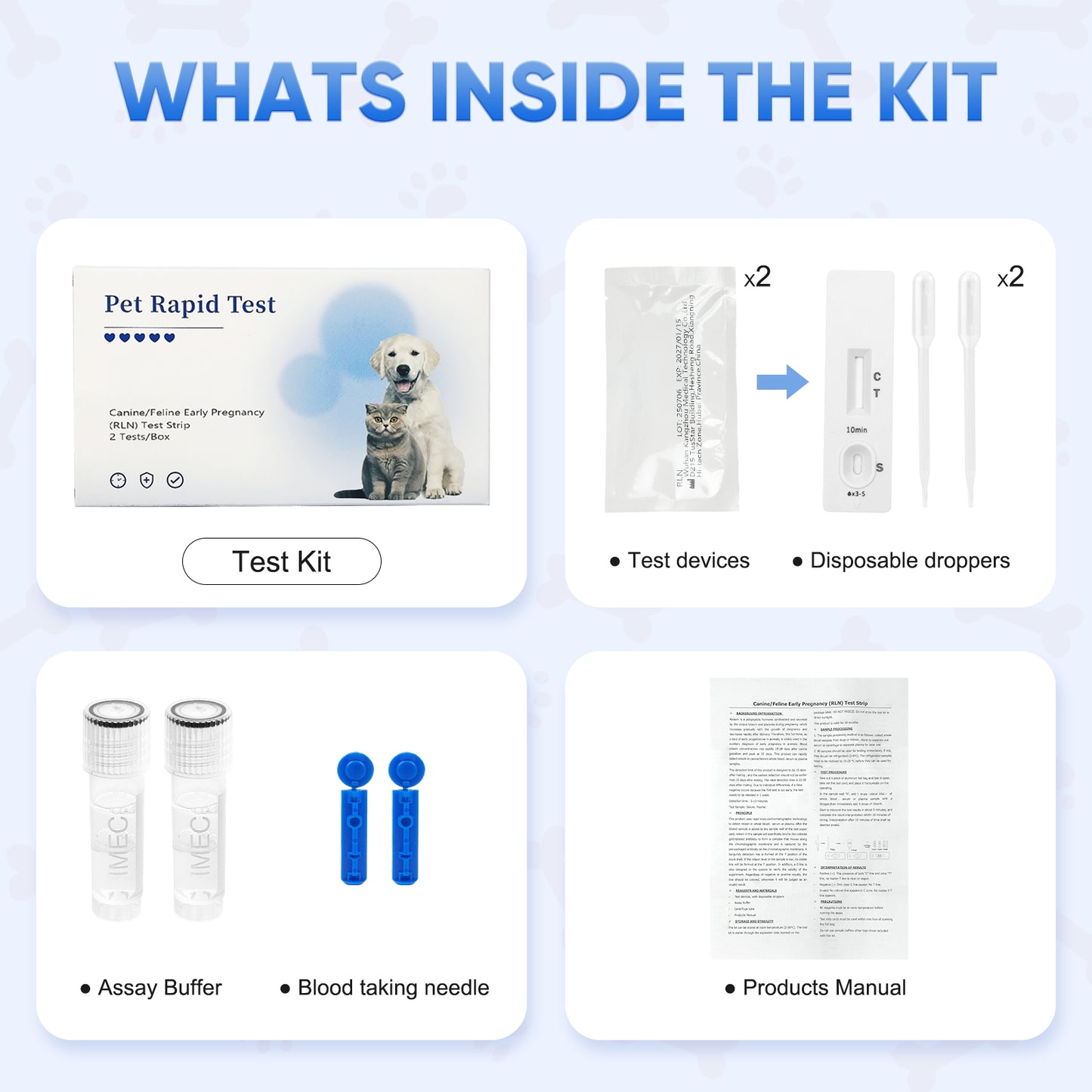 Dog & Cat Pregnancy Test Kit, 5-10 Min Fast Results with High Accuracy, Relaxin Detection for Breeders & Pet Owners, No Blood Draw Needed