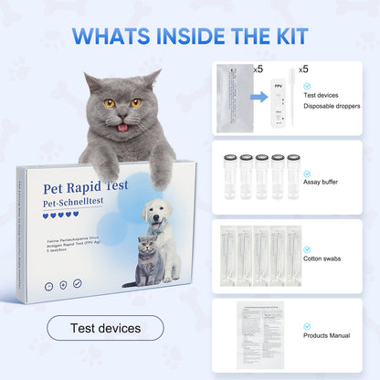 PawsXfun Cat Healthy FPV Test Kit - Accurate & Quick 5-Pieces Home Detection in Feces in 5-10 Minutes! Easy to Use Non-Invasive Early Diagnosis Tool Suitable for All Breeds & Ages