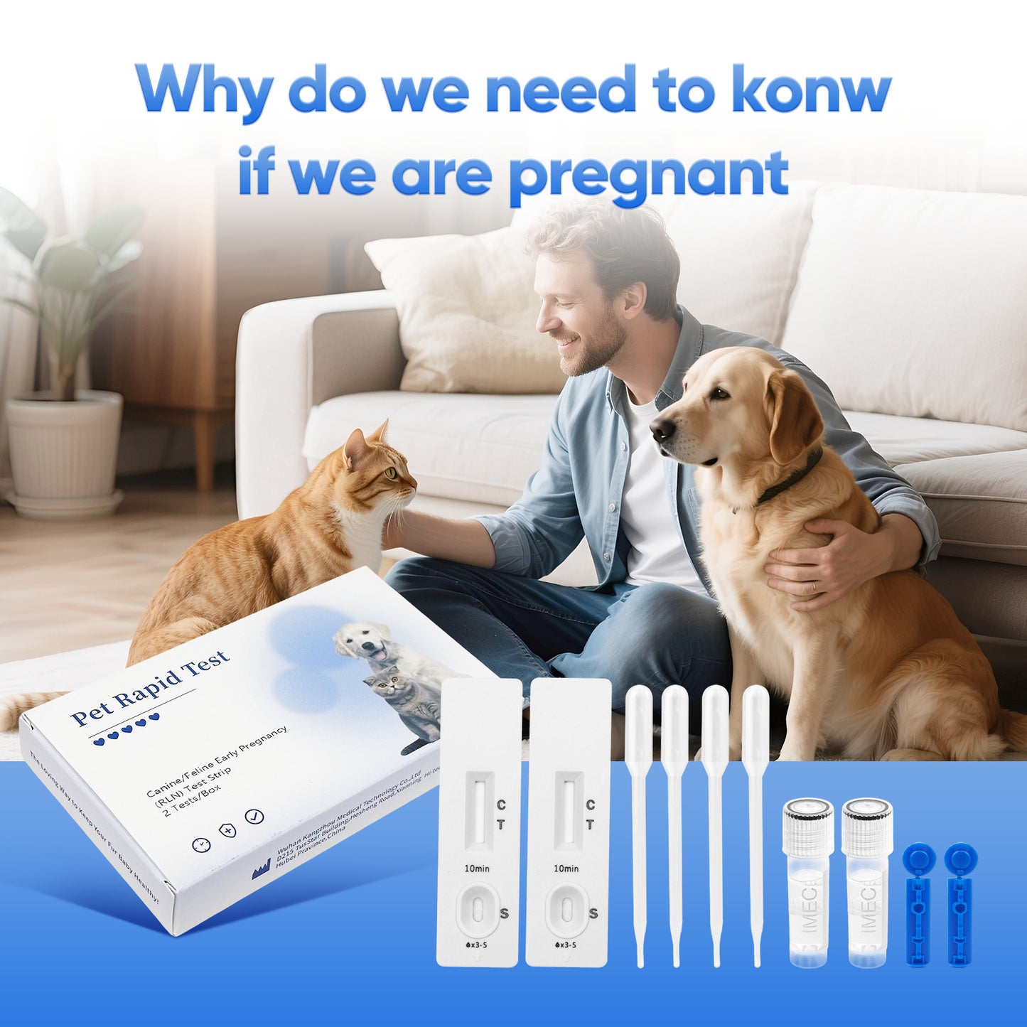 Dog & Cat Pregnancy Test Kit, 5-10 Min Fast Results with High Accuracy, Relaxin Detection for Breeders & Pet Owners, No Blood Draw Needed