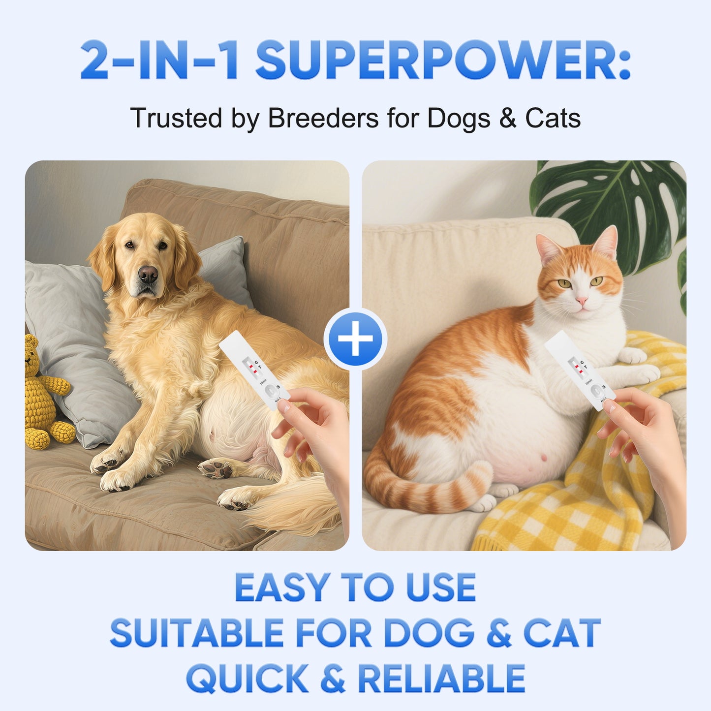 Dog & Cat Urine Pregnancy Test Kit at Home, 5-Minute Fast & Accurate Results up to 99%, Painless & No Blood Draw, Easy Test Strips for Pet Owners & Breeders