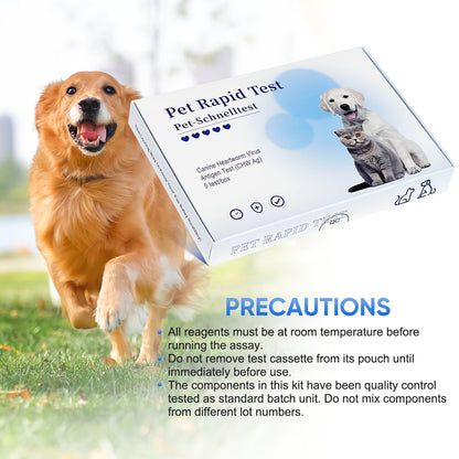 PawsXfun Canine Heartworm Test Kit 5 Pieces : Quick 5-Min Home CHW Detection For Dogs. Accurate, Non-Invasive, All Breeds/Ages